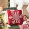 Set of 2 18"L*18"W Knitted Snowflake Acrylic Red Pillow Cover w/Tassels